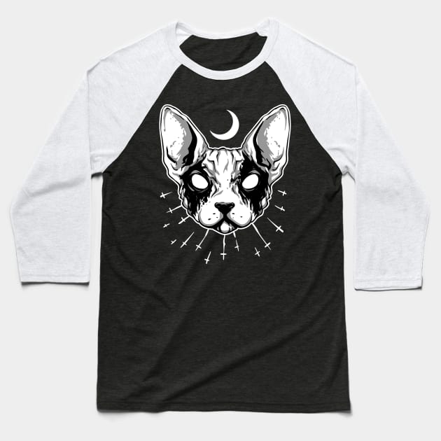 Devil Cat Baseball T-Shirt by StarlightDesigns